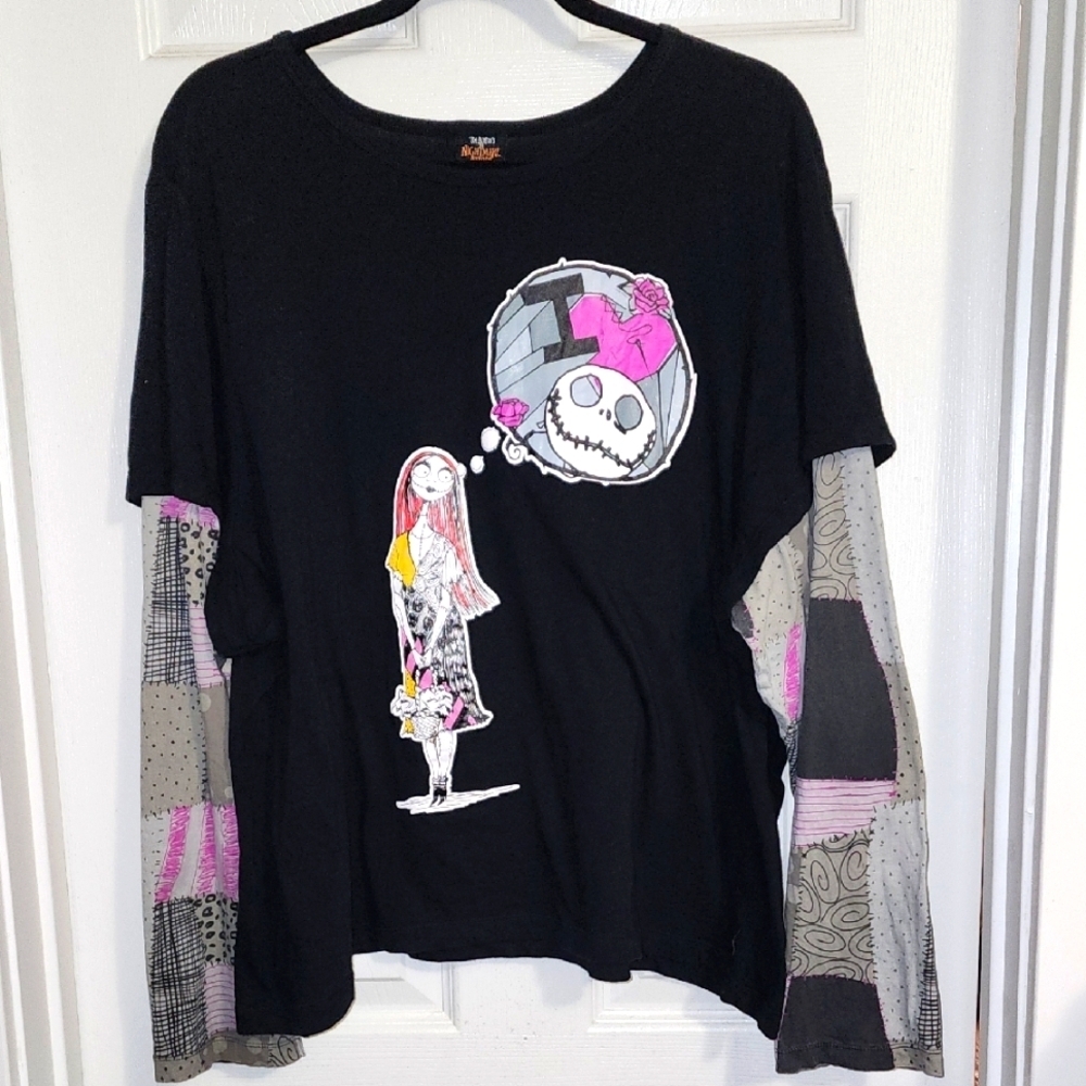 Nightmare Before Christmas Long Sleeve Jack & Sally Top Plus Size 4